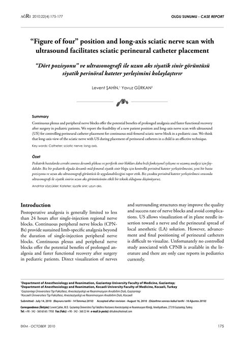 (PDF) "Figure of four" position and long-axis sciatic nerve scan with ultrasound facilitates ...