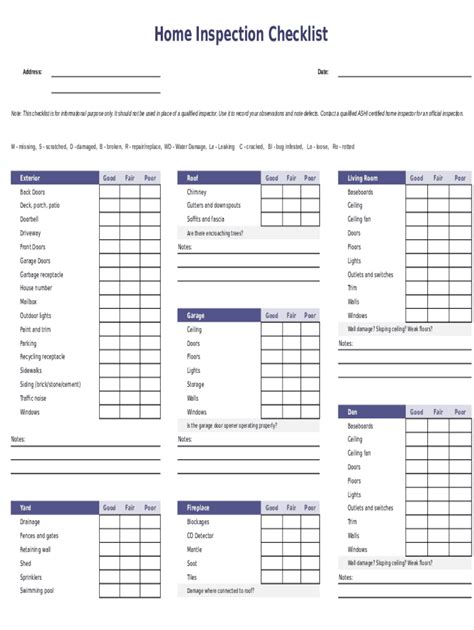 Printable Home Inspection Checklist - Fill Online, Printable, Fillable ...