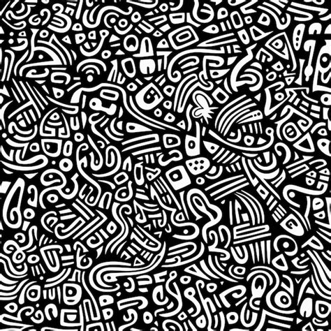 Premium Vector | Abstract doodle graffiti background seamless pattern black and white