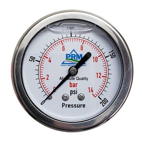 0-200 PSI Pressure Gauge 2.5" 304 Stainless Steel, Back Mount