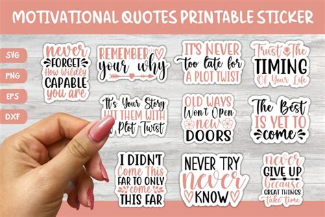 10 Printable Motivational Sayings Sticker Bundle