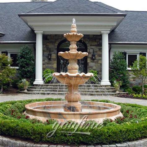 Marble Outdoor 3 Tiered Waterfall Garden Fountain for Front Yard MOKK ...