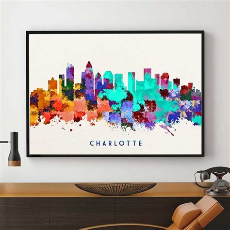 Charlotte Skyline Art Charlotte Print Charlotte Painting