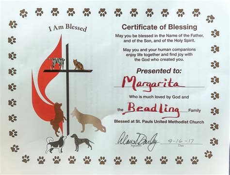 Blessing Of The Animals Certificate Template - Printable Word Searches