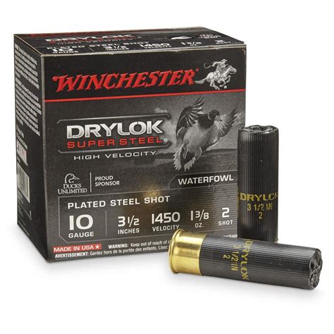 25 rounds Winchester 10 Gauge 3 1/2", 1 3/8 oz. Supreme Steel Waterfowl Shotshells - 166759, 10 ...