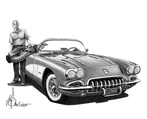 Corvette Pencil Drawing