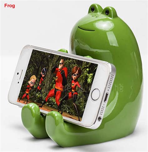 Ceramic Animal Piggy Bank Cell Phone Stand Holder | Ceramic animals ...