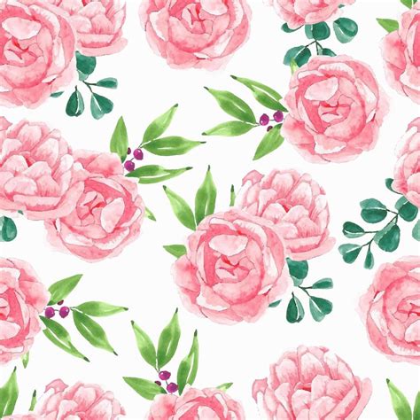 Pink peony flower watercolor pattern 1234164 Vector Art at Vecteezy