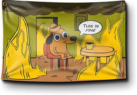 Amazon.com: Banger - This is Fine Dog Burning Room Funny College Dorm ...