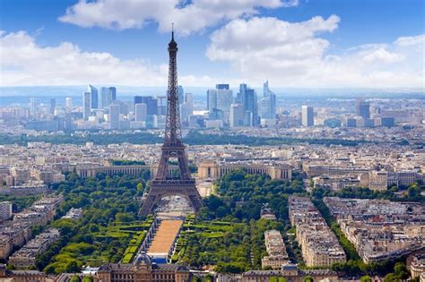 Premium Photo | Paris eiffel tower and skyline aerial france
