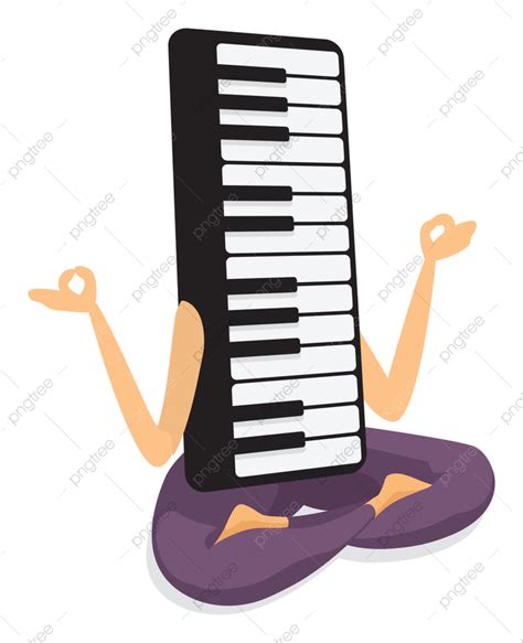 Gambar Ilustrasi Kartun Keyboard Musik Berlatih Posisi Yoga, Konsep, Duduk, Meditasi PNG dan ...