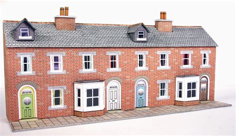 N Scale Low Relief Red Brick Terraced House Fronts