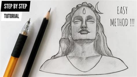 How To Draw Lord Shiva "Adiyogi Sketch" Step By Step Tutorial (Easy ...