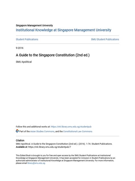 A Guide To The Singapore Constitution (2nd Ed.) | PDF | Separation Of ...