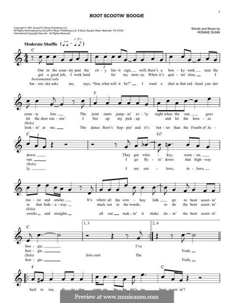 Boot Scootin' Boogie (Brooks & Dunn) by R. Dunn - sheet music on MusicaNeo