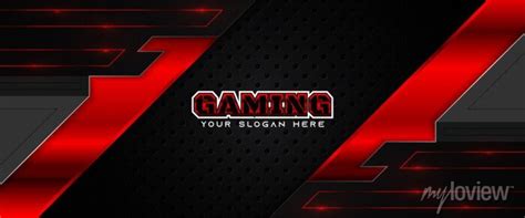 Futuristic red and black abstract gaming banner design template posters for the wall • posters ...