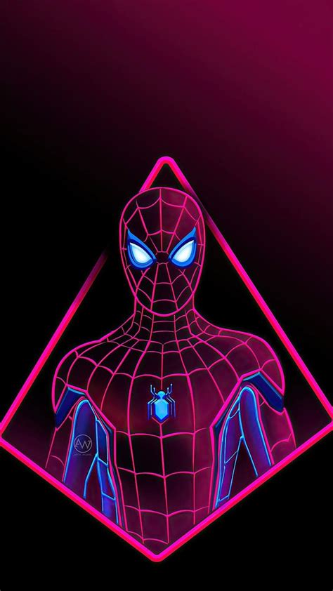 Spider Man, Neon Pink Background, marvel, superhero, HD phone wallpaper ...