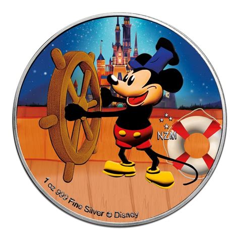 2017 1 oz Niue Disney Mickey Mouse Steamboat Willie Palace Colorized Coin | European Mint