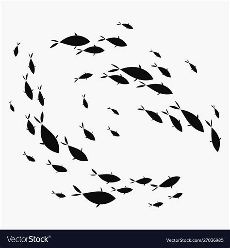 School fish a group silhouette fish swim Vector Image