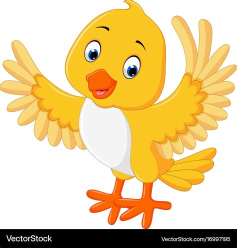 Cute yellow bird cartoon Royalty Free Vector Image