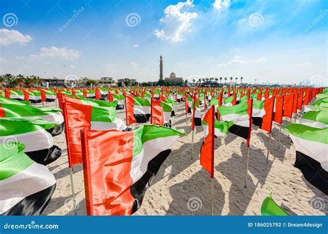 United Arab Emirates Flag Waving on the Wind, UAE Flag Stock Photo - Image of patriotism, desert ...