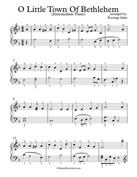 Free Piano Arrangement Sheet Music – O Little Town Of Bethlehem – Michael Kravchuk