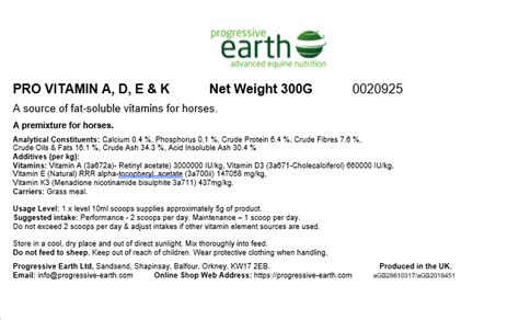 VITAMIN A,D, E & K. A Source of Fat Soluble Vitamins For Horses.