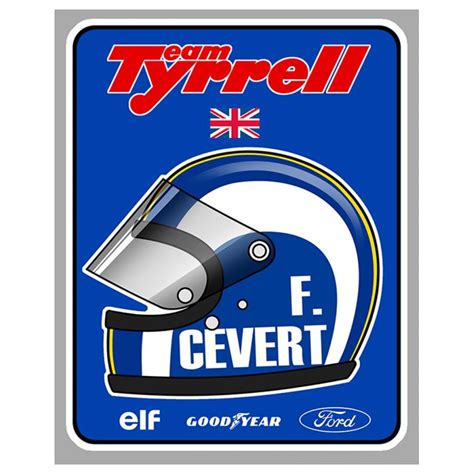 François CEVERT Tyrell Helmet left vinyl decal - cafe-racer-bretagne.clicboutic.com