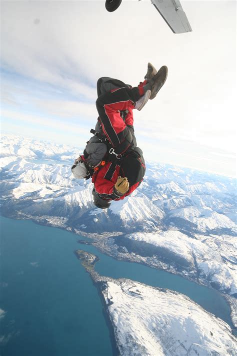 Huang from Taiwan skydiving over Queenstown with Nick. Photo by Ricky 27th May 2014 | Queenstown ...