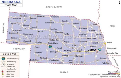 Nebraska Map with Towns