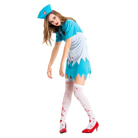 Halloween Horror Blue Nurse Costume Cosplay Costume Female Nurse Costu – INSWEAR