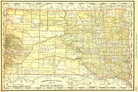 Antique Map South Dakota, 1889