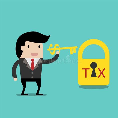 Tax Deduction for Investment Concept,cartoon Businessman with Key in His Hand To Un Lock ...