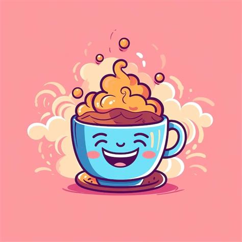 Premium AI Image | cute coffee cup in a doodle style