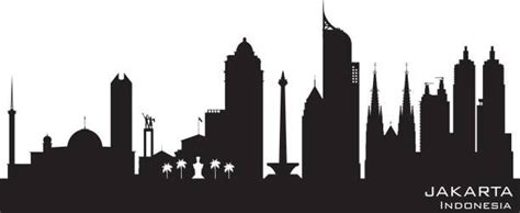 Jakarta Indonesia city skyline silhouette vector art illustration | Silhouette illustration ...