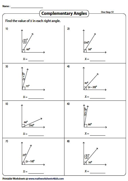 Complementary and Supplementary Angles Worksheets | Supplementary angles, Complementary angles ...