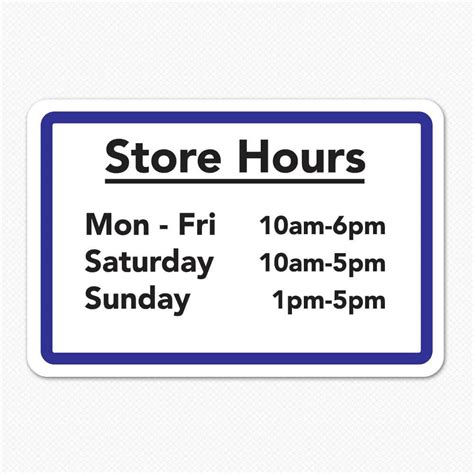 Business Hours Sign | Custom Store Hours Sign | Sticker Genius