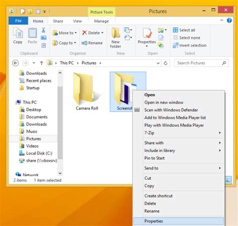 How to change default screenshots location in Windows 8.1 and Windows 8