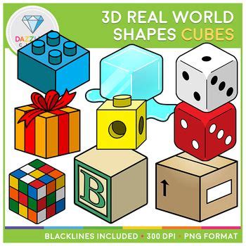 3D Shapes Real Life Objects Clip Art: Cubes | 3d shapes, Shapes ...