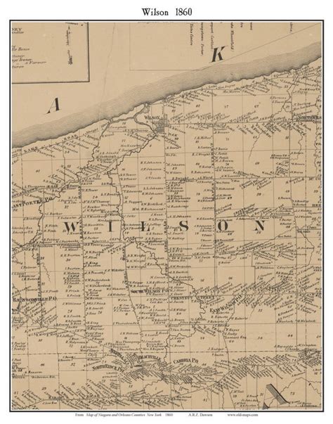 Wilson 1860 Old Town Map With Homeowner Names New York Niagara County ...