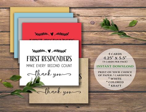 Thank You for Service Cards. Instant Download Printable. - Etsy