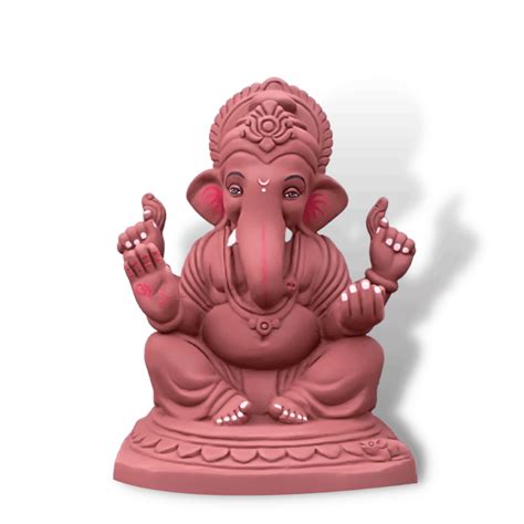 12 Inch (1 ft.) Eco-Friendly Red Clay Ganpati Murti | Ganesha Idol