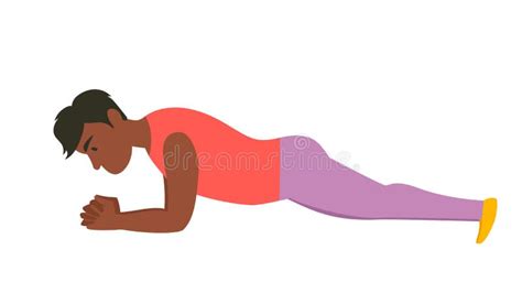 Plank Exercise. African American Man in the Gym Stock Vector - Illustration of bodybuilding ...