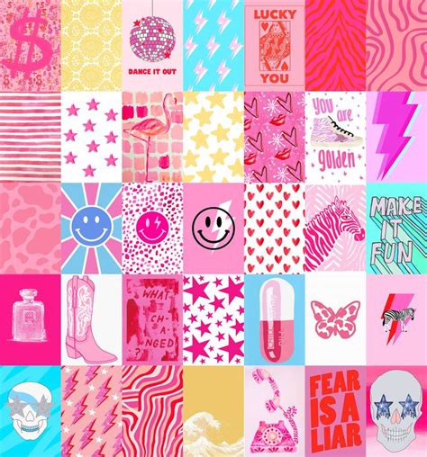 Pink Preppy Aesthetic Wall Collage Kit, Preppy Room Decor Aesthetic ...