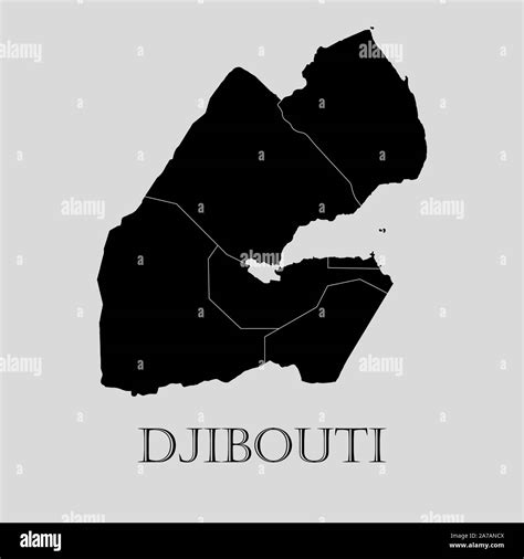 Black Djibouti map on light grey background. Black Djibouti map ...