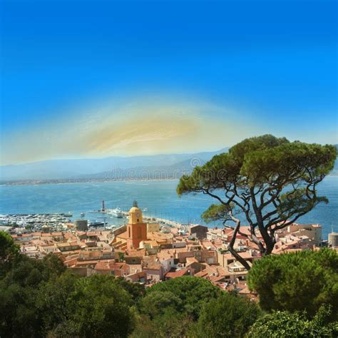 Saint Tropez Bay on the French Riviera Stock Image - Image of hill ...