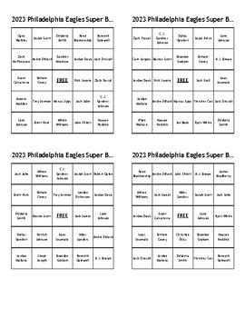 2023 Philadelphia Eagles Player Bingo - 100 Different Cards - Print, Cut, Play!