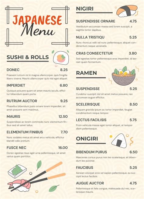 Sushi Japanese Restaurant Menu Template Design Stock Vector, 53% OFF