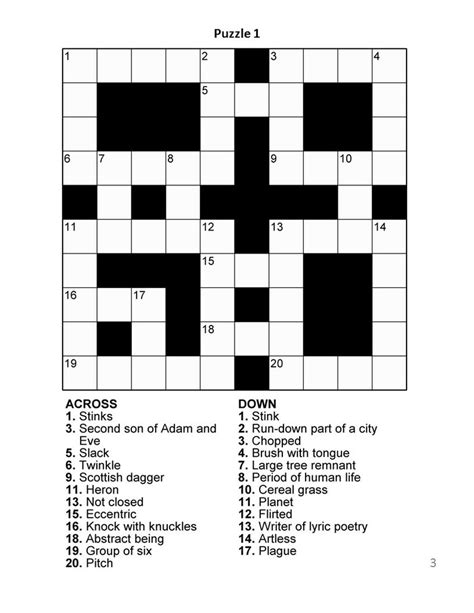 Free Printable Large Print Crossword Puzzles