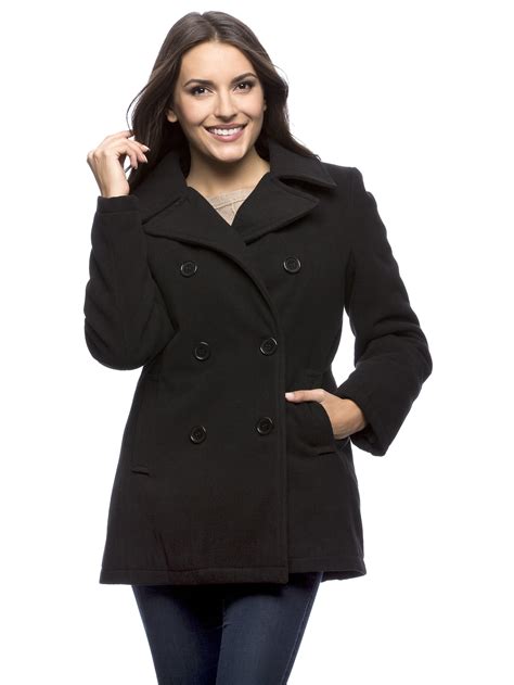 Excelled - Women's Classic Pea Coat - Walmart.com - Walmart.com